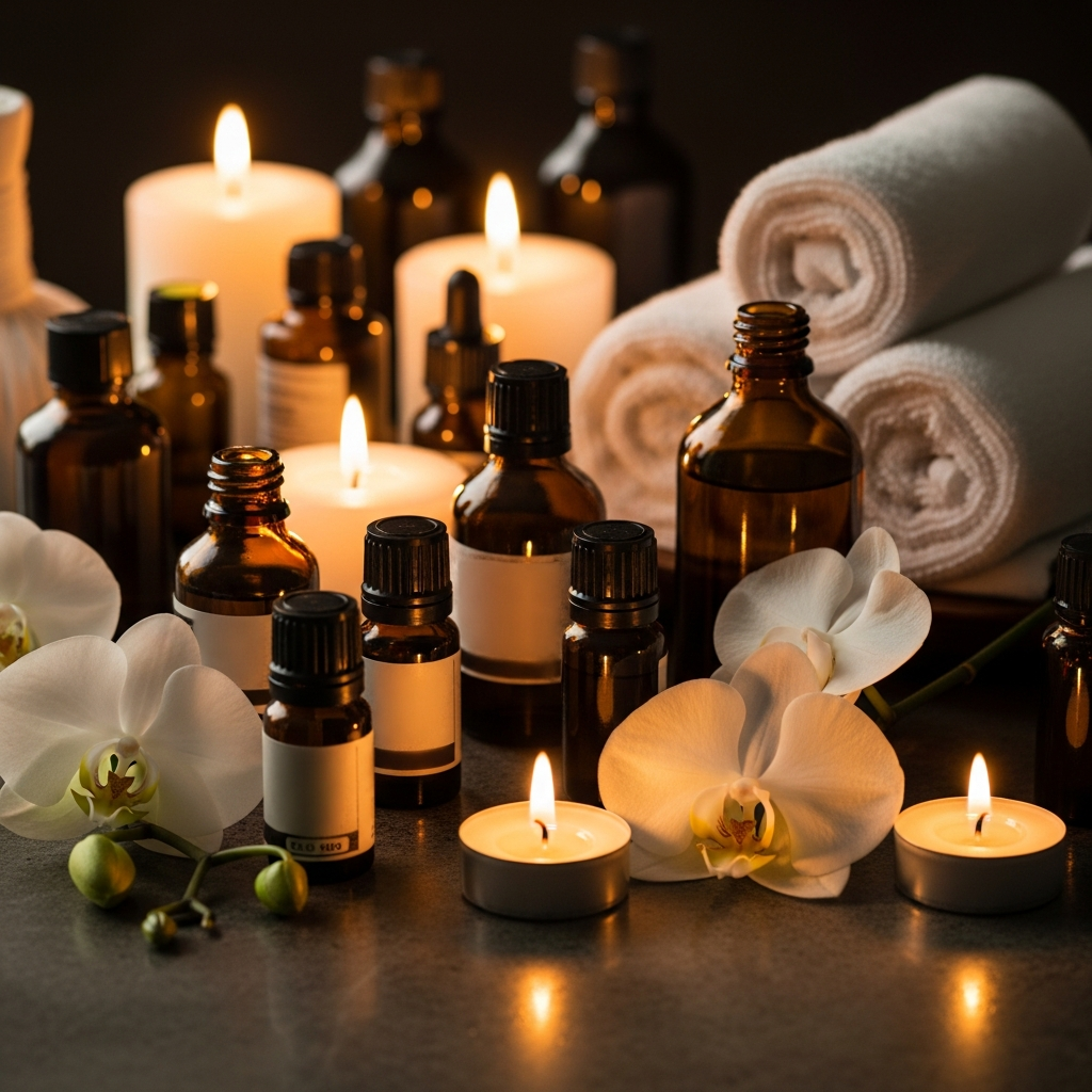 Aromatherapy spa setup at Berry Thai Spa