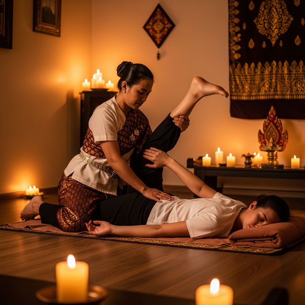 Traditional Thai massage therapy session at Berry Thai Spa
